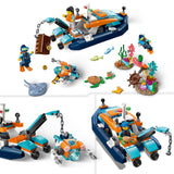 LEGO 60377 City Explorer Diving Boat Toy with Mini-Submarine, Shark, Crab, Turtle Manta Ray and Sea Animal Figures, Underwater Ocean Diving Set, for Kids Aged 5+