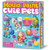 4M Mould & Paint Cute Pets kit features colorful animal molds, paint containers, and a brush, all in glossy blue packaging.