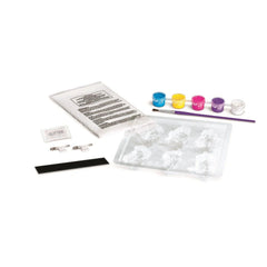 4M Mould & Paint Glitter Crafts Princess set with colorful plastic trays and cardboard box, featuring multiple white and colo