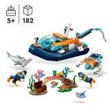 LEGO 60377 City Explorer Diving Boat Toy with Mini-Submarine, Shark, Crab, Turtle Manta Ray and Sea Animal Figures, Underwater Ocean Diving Set, for Kids Aged 5+