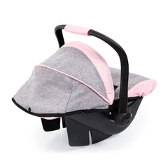 BAYER DESIGN - Doll Deluxe Car Seat with Canopy Gray Pink - Dolls Playsets Toy Figures