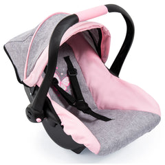 BAYER DESIGN - Doll Deluxe Car Seat with Canopy Gray Pink - Dolls Playsets Toy Figures