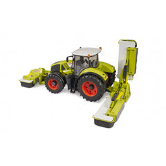 Bruder Claas Disc Mower toy model in green with detailed features and foldable mowers, enhancing realistic farm play.