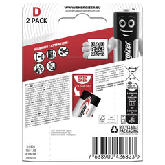 Energizer Max Lr20 D Battery Alkali-Manganese 1.5 V 2 Pc(S)