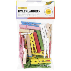 Folia - Wooden Clips Basic 48 Pieces Multi Coloured - Arts & Crafts