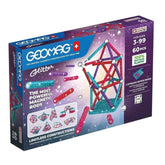 Geomag - Classic Glitter Recycled Magnetic Construction Toy - 100% Recycled Plastic Building Blocks Set - 60 Pcs - Age +3 Construction Set Toys - GMG536