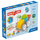 Geomag - Magicube Shapes Cars Magnetic Construction Toy - 100% Recycled Plastic Building Blocks Set - 10 Pcs - Age +1 Sorting & Stacking Toys - GMG308