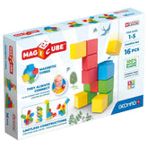 Geomag - Magicube Shapes Creative Set Magnetic Construction Toy - 100% Recycled Plastic Building Blocks Set - 16 Pcs - Age +1 Sorting & Stacking Toys - GMG247