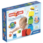 Geomag - Magicube Shapes Magic Stacking Magnetic Construction Toy - 100% Recycled Plastic Building Blocks Set - 8 Pcs - Age +1 Sorting & Stacking Toys - GMG061
