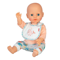 Heless - Dolls - Whale Bobby Doll Bib - Soft Velour - 18M+ - Easy Fastening