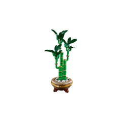 LEGO® Botanicals Lucky Bamboo construction set featuring three green bamboo stems with leaves in a decorative pot adorned with white pebbles.