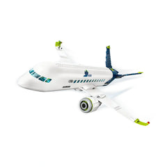 LEGO® City Passenger Airplane construction set featuring a sleek white body, detailed cockpit, blue wings, and realistic engines.