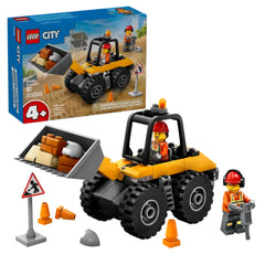 LEGO® City Yellow Wheel Loader construction set featuring a large loader bucket, oversized tires, and two minifigures in hard hats.