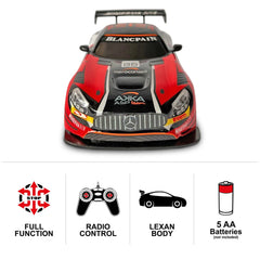 Mondo - Mercedes AMG GT3 Voiture de Course Radiocommandée 2,4 GHz 1:24 Fonction Complète avec Carrosserie Lexan - Véhicules de Jeu