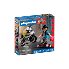 PLAYMOBIL - Motorcycle Chase - City Action - Age +4 - Toy Playsets - 72079 - 80772079