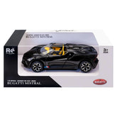 RE-EL TOYS - Official Bugatti Mistral Premium Model Car 1:24 Scale for Ages 3+ - Ultra-Detailed Black Roadster Die-Cast Vehicle with Opening Doors & Bonnet Showcase Pack - REL0814BK