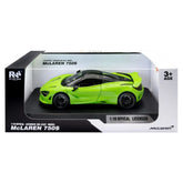 RE-EL TOYS - Official McLaren 750S Hypercar 1:18 Scale for Ages 14+ - Premium Mantis Green Large Die-Cast Model with Opening Doors, Hood and Adjustable Spoiler - REL0825G