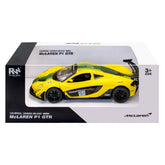 RE-EL TOYS - Official McLaren P1 GTR Premium Model Car 1:24 Scale for Ages 3+ - Detailed Yellow Track Hypercar Die-Cast Vehicle with Opening Doors & Bonnet Showcase Pack - REL0828Y