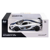 RE-EL TOYS - Official McLaren P1 GTR Premium Model Car 1:24 Scale for Ages 3+ - Ultra-Detailed White Track Hypercar Model with Opening Doors & Bonnet Showcase Pack - REL0828W