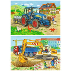Ravensburger - Construction Site And Farm - 2x12 Pieces - Puzzles