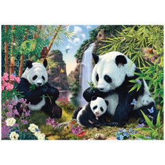 SCHMIDT SPIELE - Panda Familie am Wasserfall 500 Teile Erwachsenenpuzzle - Puzzles