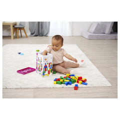 Simba - Sorting & Stacking Toys - Eichhorn Coloured Wooden Blocks Set - 50 Pieces - 12 Months+ - Creative Play