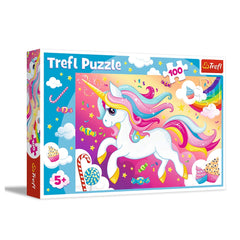 Trefl - 100 Piece Puzzle - Beautiful Unicorn - Puzzles Age +5 - TRF16386