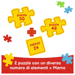 Trefl - 2 Puzzles in 1 + Memos - Avengers Heroes in the Action - Puzzle & Card Game Age +3 - TRF93333