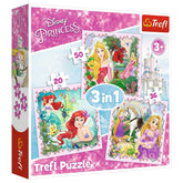 Trefl - 3 Puzzles in 1 - Disney Princesses Rapunzel, Aurora and Ariel - Puzzles Age +3 - TRF34842
