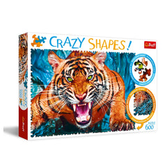 Trefl - 600 Piece Puzzle - Crazy Shapes Face to Face with a Tiger - Puzzles Age +10 - TRF11110