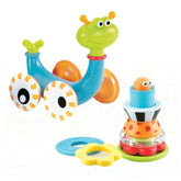 Yookidoo - Crawl 'N' Go Snail Musical Moving Toy for Ages 6 Months+ - Award-Winning 2-in-1 Baby Crawl Along Toy and 7-Piece Stacking Ring Shell