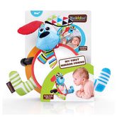 Yookidoo - My First Mirror Friend Dog for Ages 0-12 Months - Large Baby-Safe Tummy Time Floor Mirror with Teether, Crinkle Fabric & Hidden Rattle