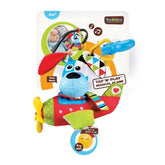 Yookidoo - Tap 'N' Play Musical Plane Dog for Ages 0 Months+ - Motion-Activated Plush Stroller Toy with Alligator Clip, Music & Soft Spinning Propeller