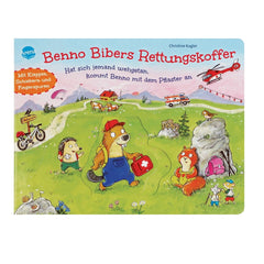 ARENA - Benno Biber Helps Everyone book cover featuring a squirrel with a first aid kit in a vibrant, playful scene.