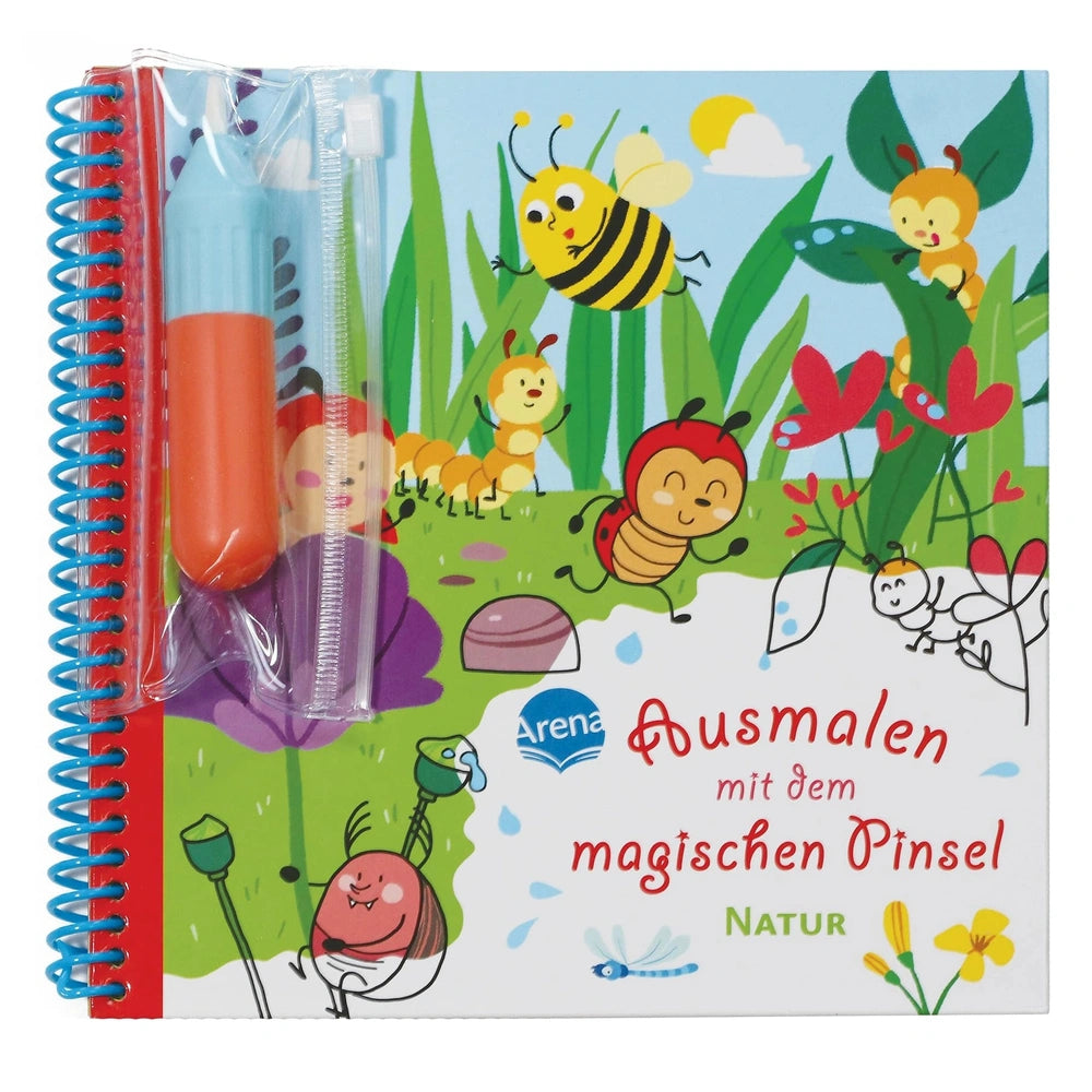 ARENA Magical Water Painting Fun book features colorful nature-themed illustrations and a playful design for children.