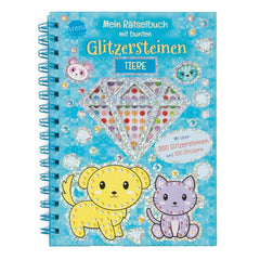 ARENA Sparkling Puzzle notebook with colorful designs, cartoon animals, and glitter stones, perfect for kids creative fun.