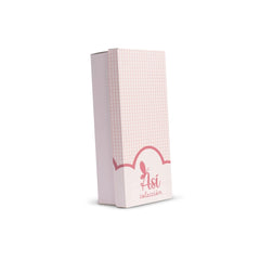 Pink checkered box with ASI logo and text "colección," angled view.