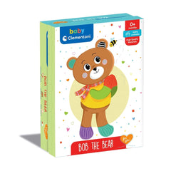 Bob the Bear stuffed animal in retail packaging featuring blue background, colorful text, and star and heart patterns.