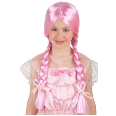 Carnival Toys - Long Pink Wig With Plaits For Kids Perfect For Dress Up And Imaginative Play - Pretend Professions And Role Playing