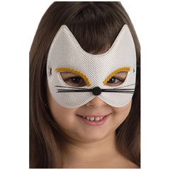 Carnival Toys - White Cat Fabric Mask For Kids Perfect For Dress Up And Imaginative Play - Pretend Professions And Role Playing