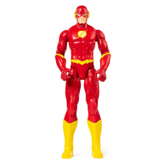 DC Comics The Flash action figure features a muscular build, red bodysuit, yellow boots, and a lightning bolt emblem on the c