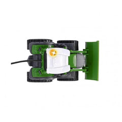 Fendt remote-controlled tractor made of matte green plastic with glossy white front panel and black rubber bumpers.