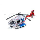 Dickie Giant Helicopter Play Vehicle in white and red, with a glossy finish, clear windows, and blue seat, showcasing detaile