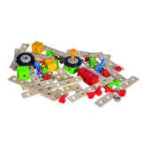 Eichhorn Constructor Expansion Set features a wooden pegboard, colorful plastic pieces, connectors, and metal nuts for creati