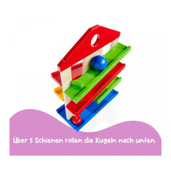 Eichhorn Runway Baby Activity Toys feature colorful interlocking blocks with a blue ball on top, encouraging playful learning