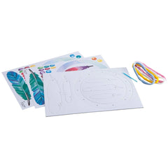Folia Dreamcatcher Set for kids featuring white and colored decorative paper and a plastic bracket in a centered layout.