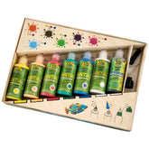 Folia Hobby Set Antik Window Color kit with six matte finish paint bottles featuring colorful fish designs on glossy labels.