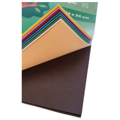 Folia Riesen Tonpapier Block A4 with 50 multi-coloured sheets in a matte cardboard package featuring vibrant glossy strips.