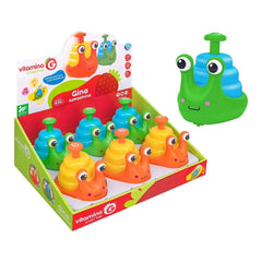 Globo Vitamina-G Little Snalt push-pull toy set in colorful plastic packaging with red box and various toy designs.