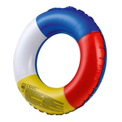 Happy People Aqua Splash Swim Ring features a yellow inner tube with a blue top and red bottom outer tube, 53 cm in size.